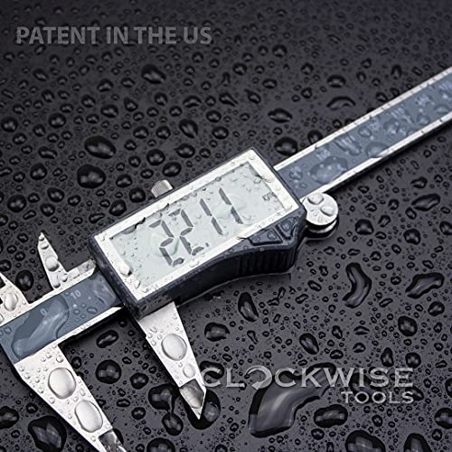 Clockwise Tools IP54 Grade Digital Caliper, DCLR-0605 0-6" /150mm, Inch/Metric/Fractions Conversion, Stainless Steel, Large LCD Screen - Image 4