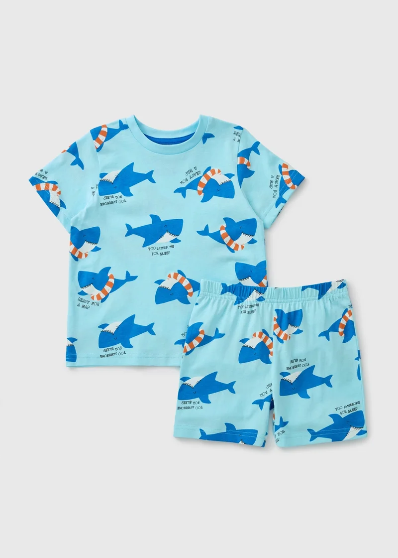 Matalan Boys Blue Shark Short Pyjama Set