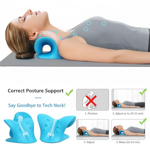 DOLTAS Neck Support Stretcher - Cervical Traction Device for Neck & Shoulder Pain Relief, Massage Relaxer, Acupressure Chiropractic Support (SKY BLUE) - Image 4