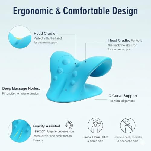 DOLTAS Neck Support Stretcher - Cervical Traction Device for Neck & Shoulder Pain Relief, Massage Relaxer, Acupressure Chiropractic Support (SKY BLUE) - Image 5
