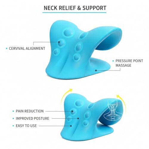 DOLTAS Neck Support Stretcher - Cervical Traction Device for Neck & Shoulder Pain Relief, Massage Relaxer, Acupressure Chiropractic Support (SKY BLUE) - Image 3
