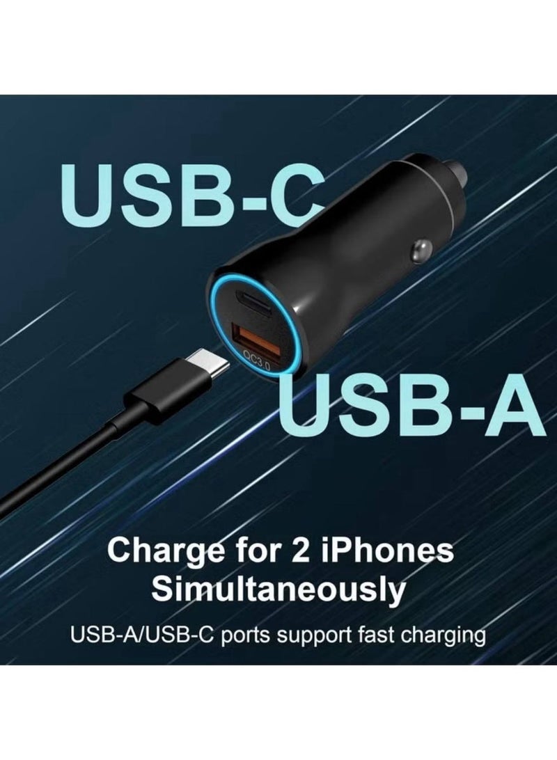 RECRSI Car Charger 48W 1C1A Fast Car Adapter USB Type C Car Plug Compatible with iPhone 16 15 14 Pro Max Galaxy S25 24 23 Ultra Huawei Xiaomi Honor Oppo Vivo Apple Watch S10 Earbuds - Image 2
