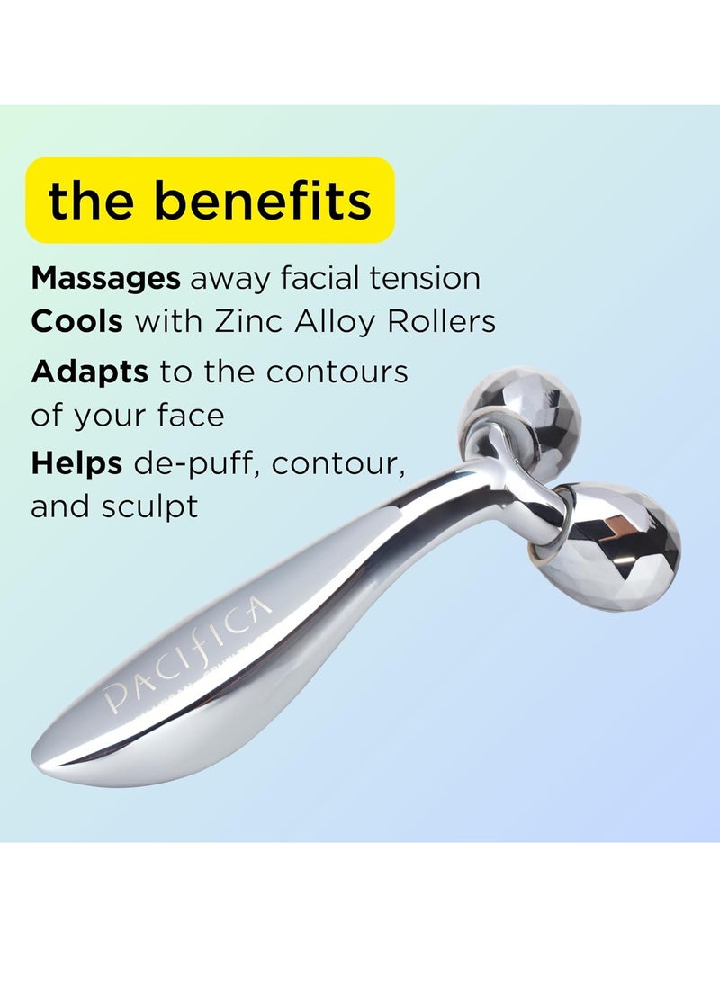 Pacifica Pacifica Face Roller Massager - Future Youth Stainless Steel Gua Sha Facial Beauty Tool Skin Care - for Face Neck Eye Body Skin Care - Face Sculpting Tool Lymphatic Drainage Gifts for Her Women & Girl  - Image 2