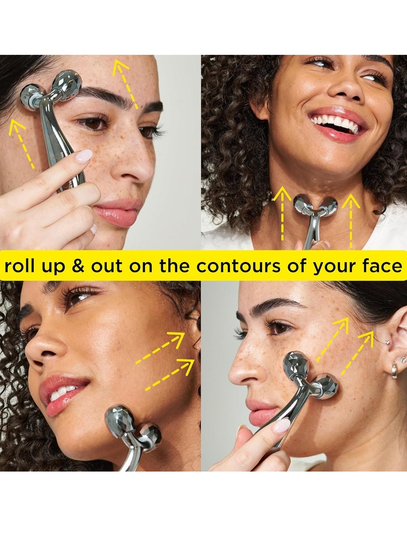 Pacifica Pacifica Face Roller Massager - Future Youth Stainless Steel Gua Sha Facial Beauty Tool Skin Care - for Face Neck Eye Body Skin Care - Face Sculpting Tool Lymphatic Drainage Gifts for Her Women & Girl  - Image 3