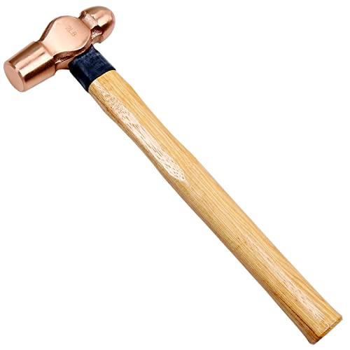 WEDO Copper Ball Peen HammerSafetyWooden HandleBrassDieForgedCorrosion ResistantStrong hardness 1 lb - Image 1