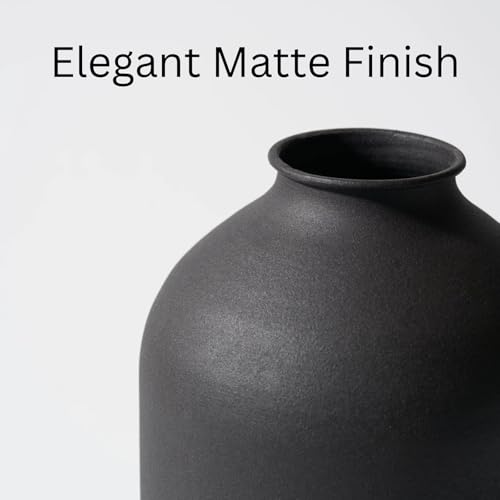 RyddeligHome Large Black Vase for Flowers Decor Living Room - 8.6in Tall, Matte Black Arlo Vase for Dining Coffee Table Centerpieces, Wabi Sabi Decor, Big Decorative Modern - Image 5