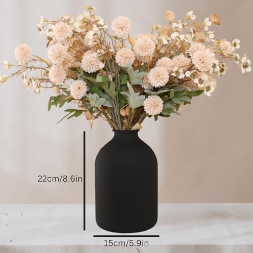 RyddeligHome Large Black Vase for Flowers Decor Living Room - 8.6in Tall, Matte Black Arlo Vase for Dining Coffee Table Centerpieces, Wabi Sabi Decor, Big Decorative Modern - Image 4