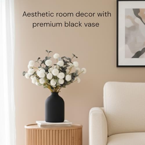 RyddeligHome Large Black Vase for Flowers Decor Living Room - 8.6in Tall, Matte Black Arlo Vase for Dining Coffee Table Centerpieces, Wabi Sabi Decor, Big Decorative Modern - Image 2