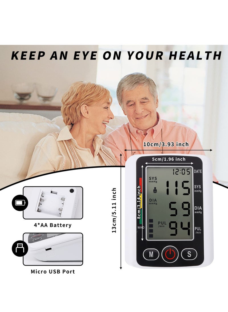 Electronic Blood Pressure Monitor Upper Arm Digital BP Machine for Home Use with Voice Function Heart Rate Monitor Large Display and Backlight Accurate BP Cuff Kit, Cuff 22-36Cm
