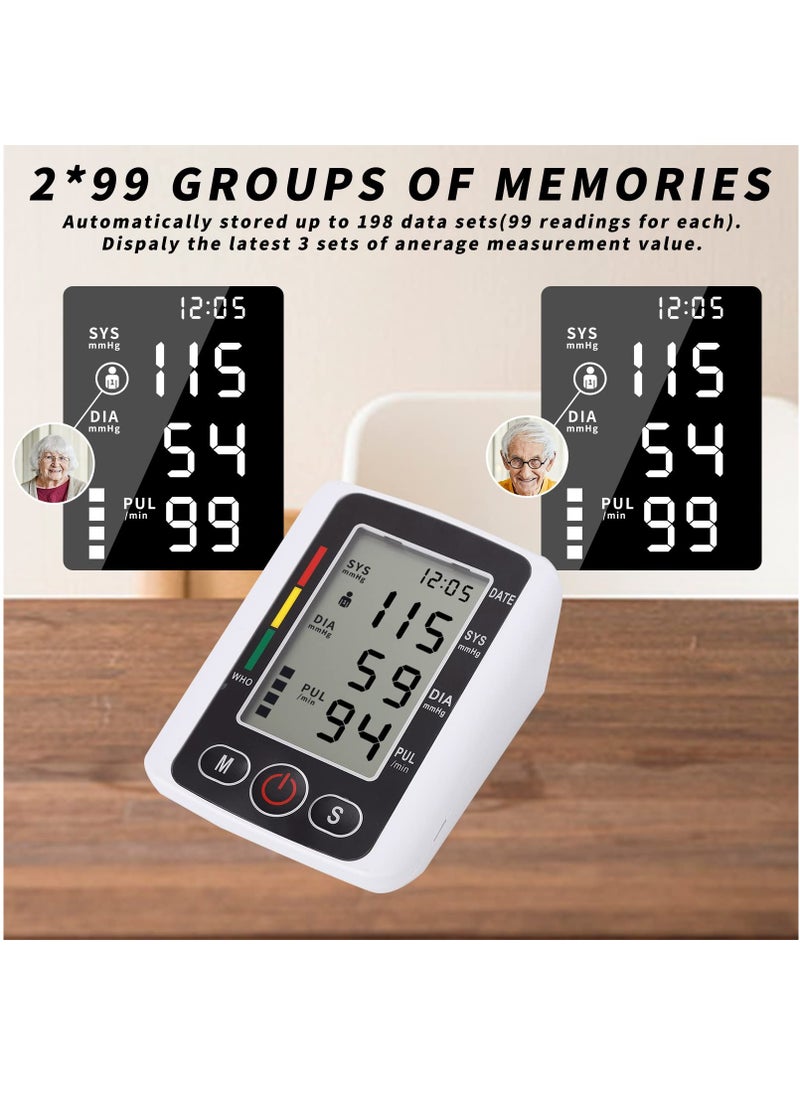 Electronic Blood Pressure Monitor Upper Arm Digital BP Machine for Home Use with Voice Function Heart Rate Monitor Large Display and Backlight Accurate BP Cuff Kit, Cuff 22-36Cm