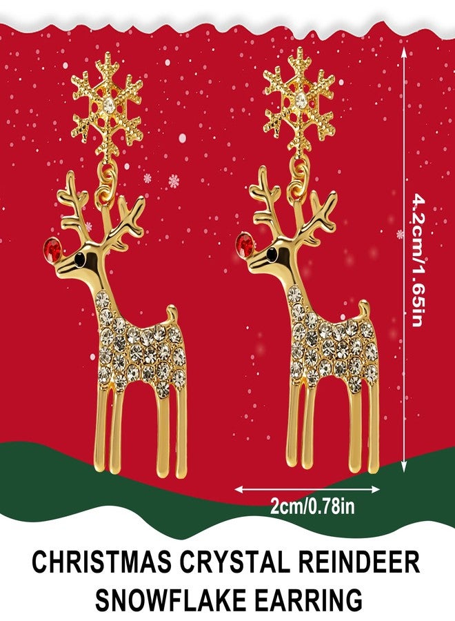 CUTELIILI Christmas Earrings for Women, Crystal Rhinestone Handmade Sparkly Reindeer Snowflake Glitter Earrings Festival Holiday Decorations Accessories Jewelry - Image 4