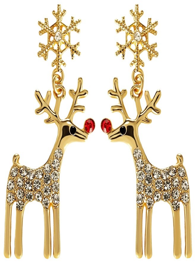 CUTELIILI Christmas Earrings for Women, Crystal Rhinestone Handmade Sparkly Reindeer Snowflake Glitter Earrings Festival Holiday Decorations Accessories Jewelry - Image 1