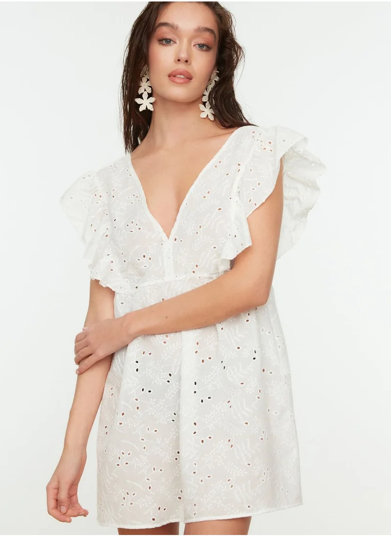 trendyol Embroidered Pleated Dress