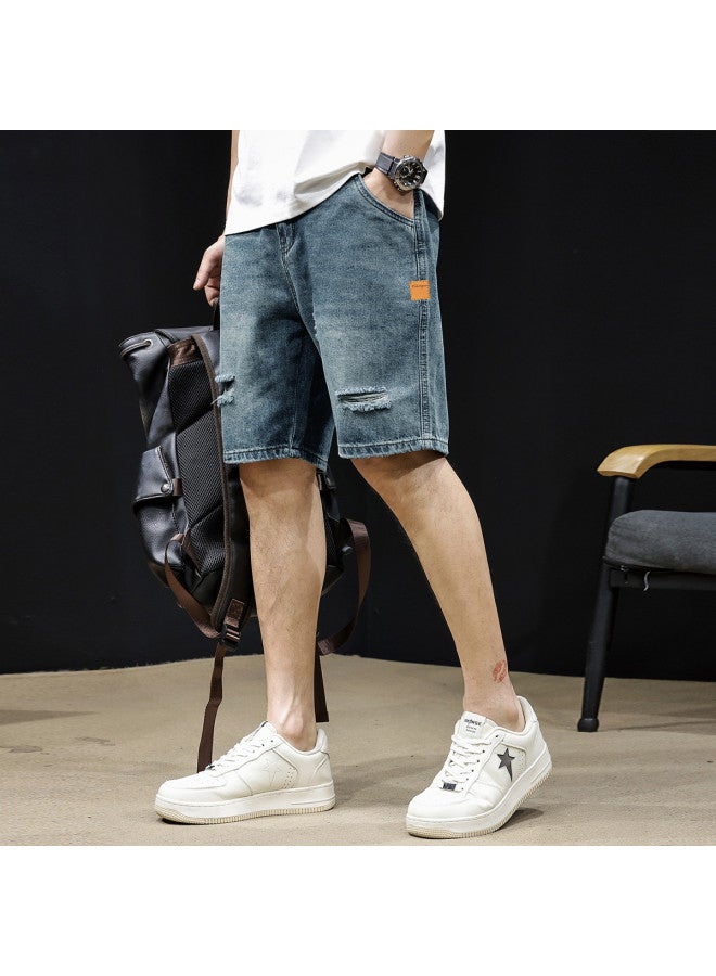 TonLion 2025 Distressed Denim Shorts For Men - Loose Fit Casual Summer Shorts, Versatile 5-inch Inseam Men's Denim Shorts - Image 3