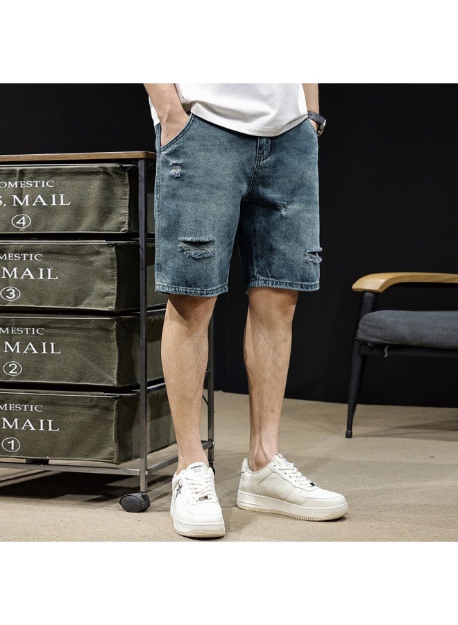TonLion 2025 Distressed Denim Shorts For Men - Loose Fit Casual Summer Shorts, Versatile 5-inch Inseam Men's Denim Shorts - Image 4
