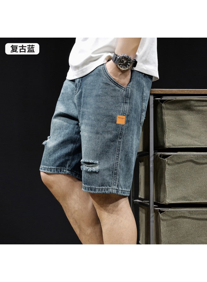 TonLion 2025 Distressed Denim Shorts For Men - Loose Fit Casual Summer Shorts, Versatile 5-inch Inseam Men's Denim Shorts - Image 2