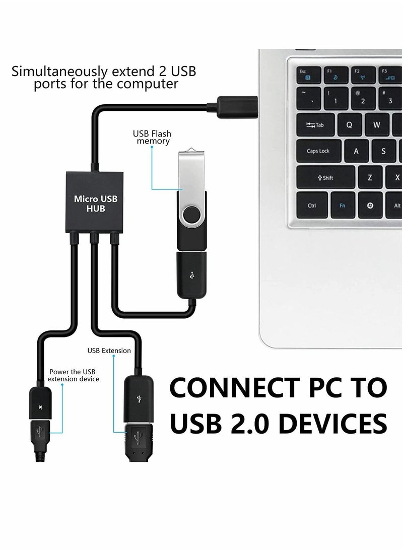 USB to Dual USB Cable, for Micro USB Male to 2 USB Female OTG Splitter, for Micro Female, for Android Tablet Pc, SmartPhone, and More - Image 2