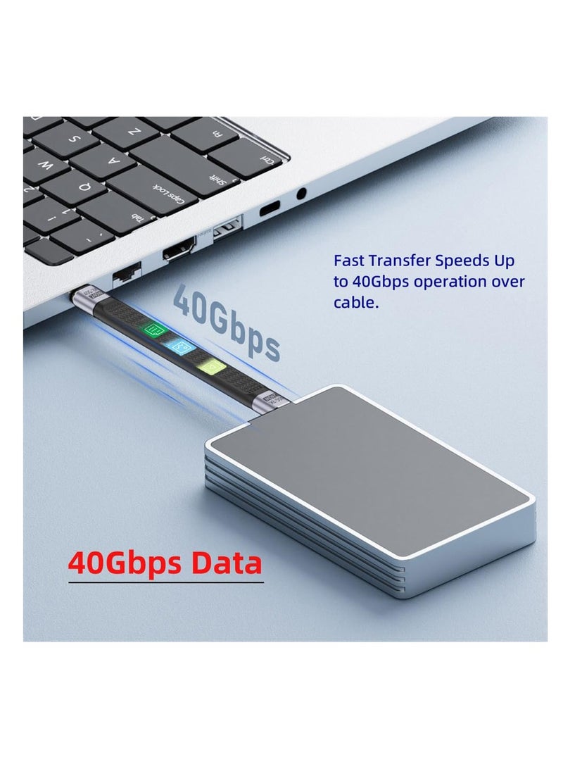 SYOSI Data Cable 240W Type-C USB-C Male to Male 8K Flat Slim FPC USB4 40Gbps 100W Cord Data Cord Type C Charg-ing USB C Cable for Laptop Phone 13cm - Image 5