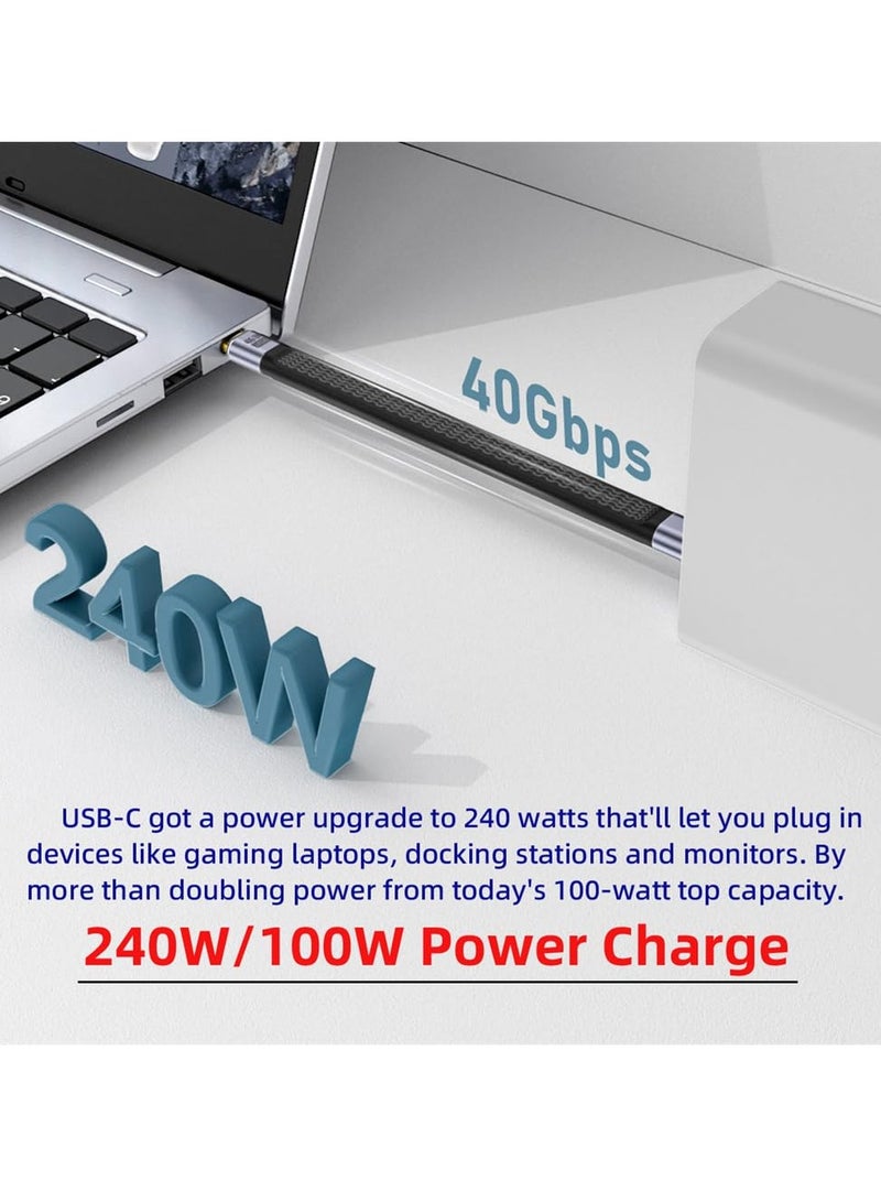 SYOSI Data Cable 240W Type-C USB-C Male to Male 8K Flat Slim FPC USB4 40Gbps 100W Cord Data Cord Type C Charg-ing USB C Cable for Laptop Phone 13cm - Image 4