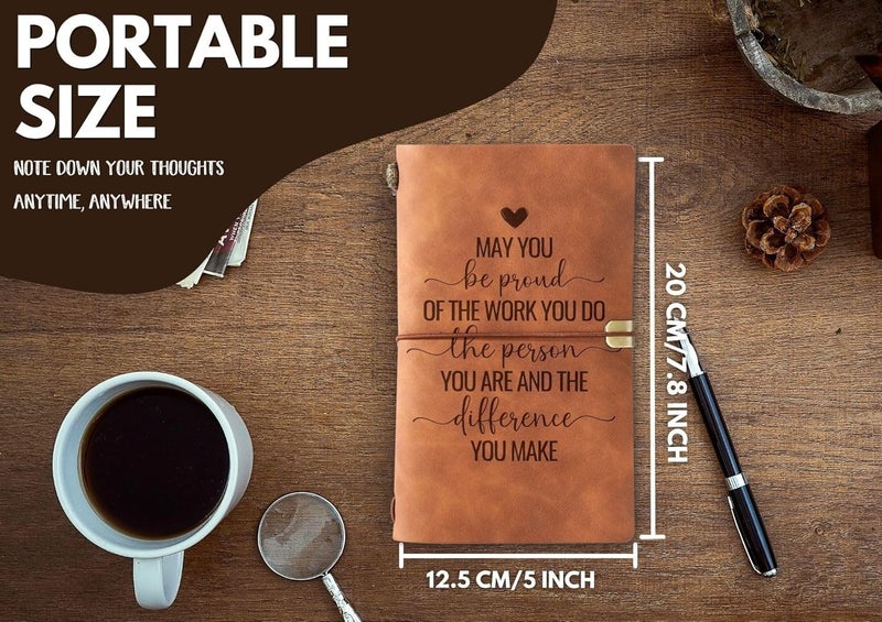 INNObeta Teacher Social Worker Gifts Leather Journal Notebook with Pen and Pen clip Thank You Gifts for Teacher Social Worker Volunteer Staff Coworker Boss Refillable Sketchbook Travel Diary Lined Planner - Image 4