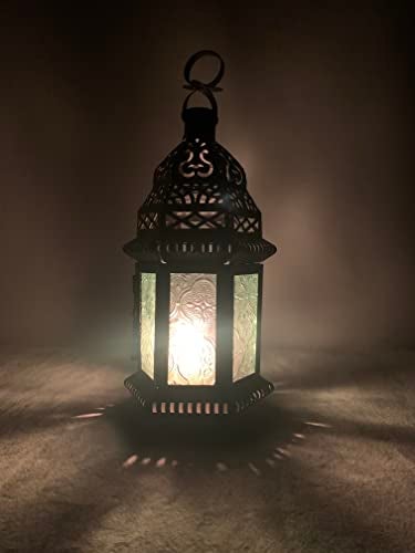 Accent Plus Gifts & Decor Green Glass Moroccan Candle Holder Hanging Lantern - Image 3