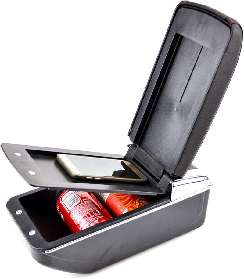 QASULER Black Leather Center Console Armrest for Kia Rio 3 (2012-2016) - Image 3