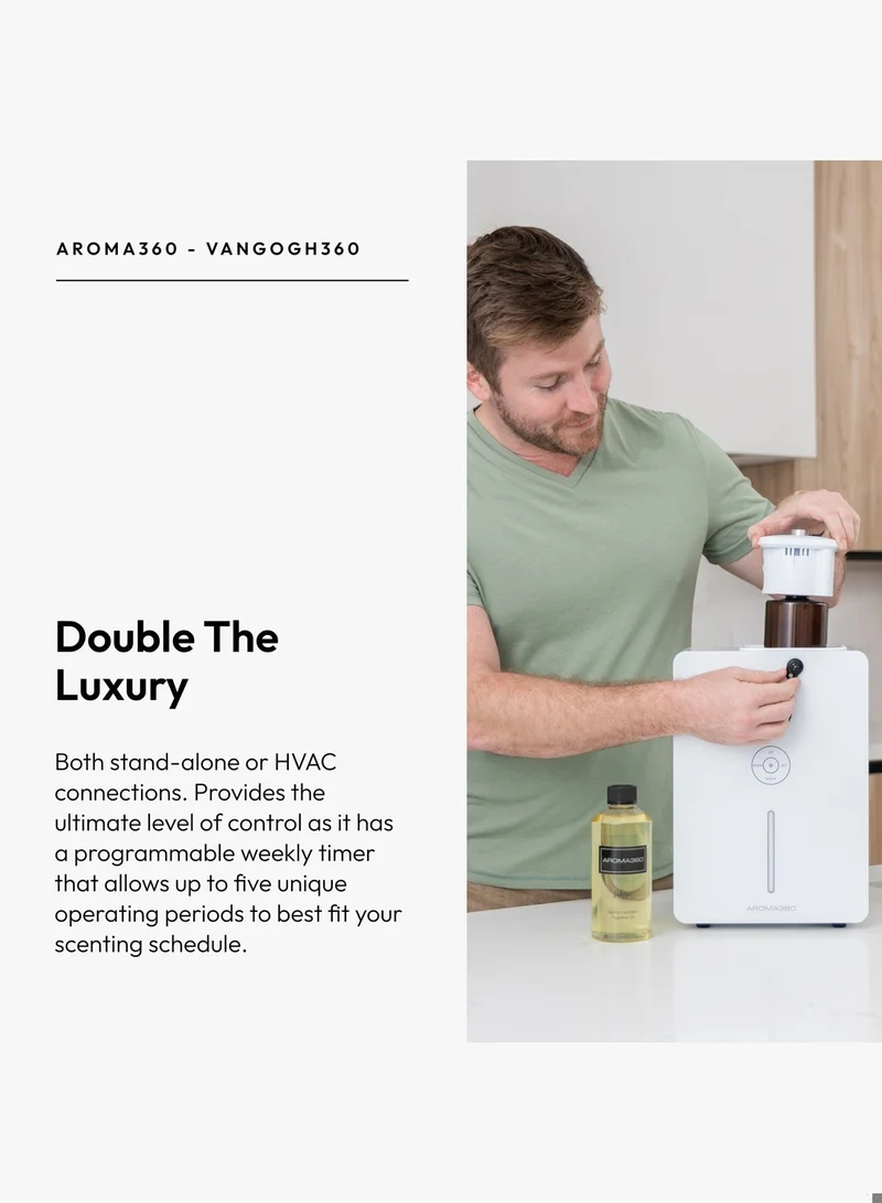 AROMA360 VanGogh360 - 1800 sq ft Coverage-Scent Diffuser HVAC System or Stand Alone Fragrance Oil Diffuser Heatless, Waterless, Timer, No Residue - Black