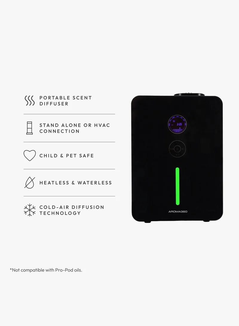 AROMA360 VanGogh360 - 1800 sq ft Coverage-Scent Diffuser HVAC System or Stand Alone Fragrance Oil Diffuser Heatless, Waterless, Timer, No Residue - Black
