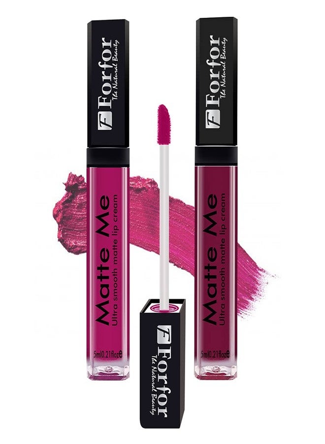 فور فور مجموعة ألوان أحمر الشفاه السائل غير اللامع FORFOR® Matte Me طويلة الأمد، مكونة من 4 ألوان (أحمر أنجيل، وردي قرنفلي، عنابي قمري، وردي فوشيا) - Image 3