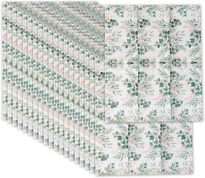 Eucalyptus Green Disposable Paper Napkins Soft Comfortable for Dining Event Travel - Image 1