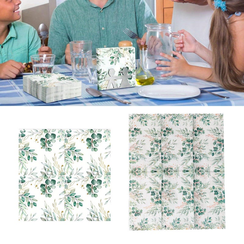 Eucalyptus Green Disposable Paper Napkins Soft Comfortable for Dining Event Travel - Image 3