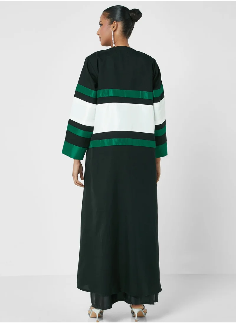 آرا Color Block Knitted  Abaya