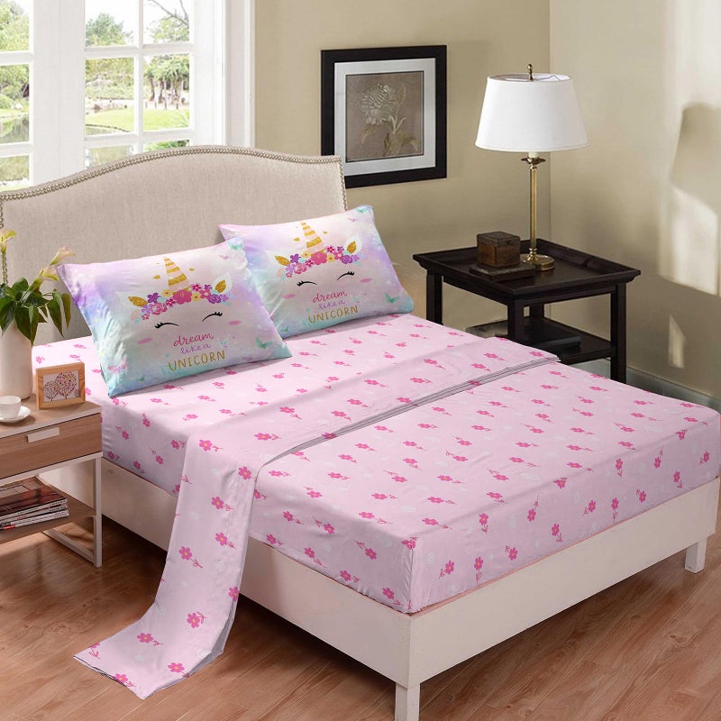 Bodhi Girls Unicorn Bedding Twin,Twin Bedding Sets for Girls with Butterfly and Flowers,Kids Unicorn Comforter Sets 5 Piece - Image 5