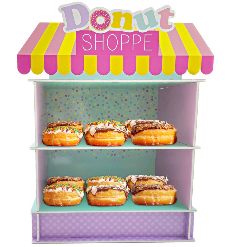 4E's Novelty Donut Stand for Donut Birthday Party Supplies & Decorations, Cupcake Stand Dessert Table Centerpiece - Image 1