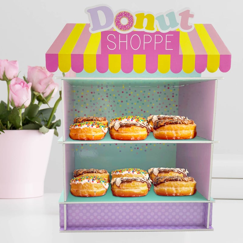 4E's Novelty Donut Stand for Donut Birthday Party Supplies & Decorations, Cupcake Stand Dessert Table Centerpiece - Image 2