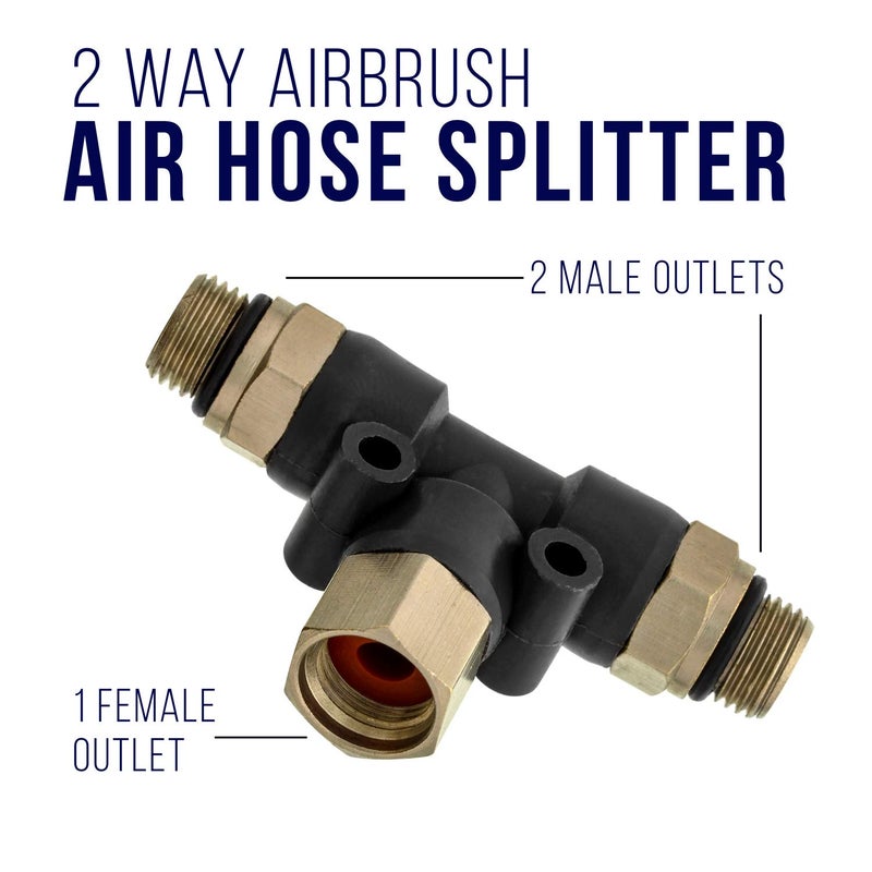 Master Airbrush Master Airbrush Brand 2 Way Airbrush Air Hose Splitter Manifold with 1/8" BSP Fittings; 2 Male Air Outlets and 1 Female Air Inlet  - Image 3