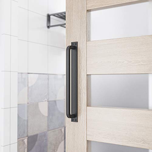 SMARTSTANDARD 12” Antique Rustic Handmade Barn Door Handles, Black Flush Long Base Handle Pull, for Gate, Shed, Garage - Image 4