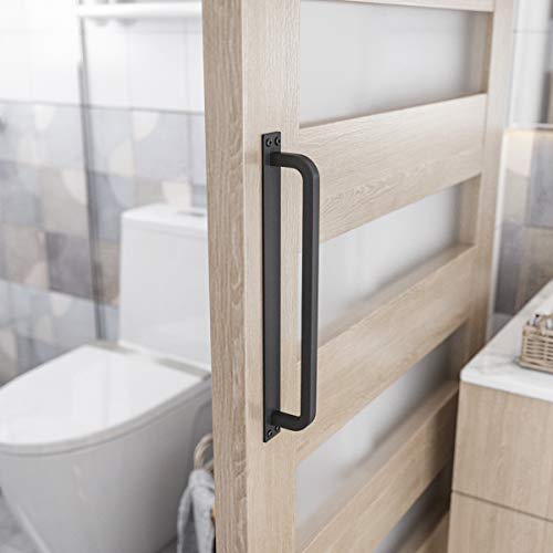 SMARTSTANDARD 12” Antique Rustic Handmade Barn Door Handles, Black Flush Long Base Handle Pull, for Gate, Shed, Garage - Image 3