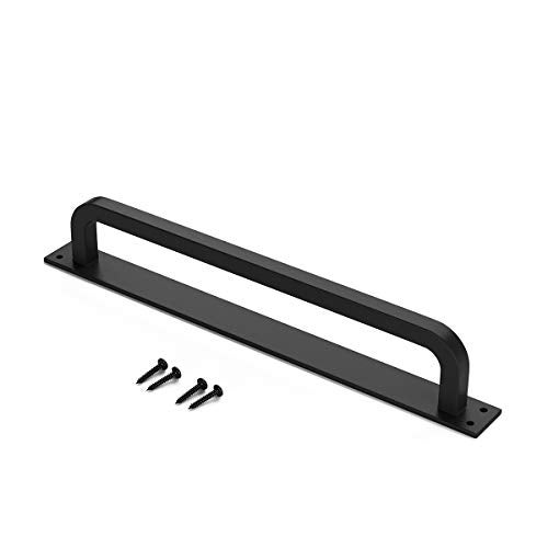 SMARTSTANDARD 12” Antique Rustic Handmade Barn Door Handles, Black Flush Long Base Handle Pull, for Gate, Shed, Garage - Image 2