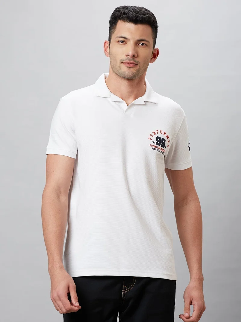 globus Globus Men White Cotton Regular Fit Sports Polo T-shirt