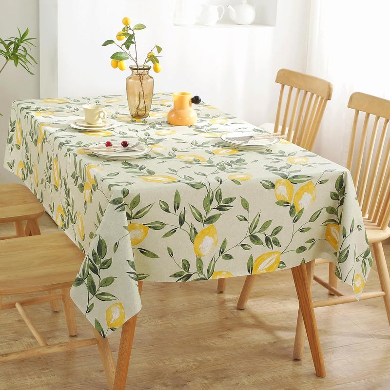 Jeloris Rectangle PVC Waterproof Lemon Tablecloth, Spring Summer Tablecloth Stain-Resistant Wipeable Wrinkle-Free Table Cover for Indoor/Outdoor, Picnic, BBQ, Dining, Party (55x70 inch) - Image 2
