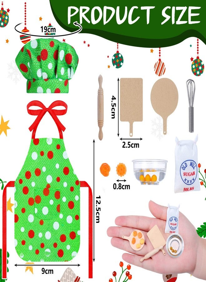 هونغداو مجموعة ملابس الخبازة للدمية الصغيرة من إكسسوارات الكريسماس تتضمن مريلة وقبعات ودبوسًا وبيضًا وصينية بسكويت ووعاء خلط لديكورات الكريسماس، الدمية غير متضمنة (بنمط ندفة الثلج) - Image 3