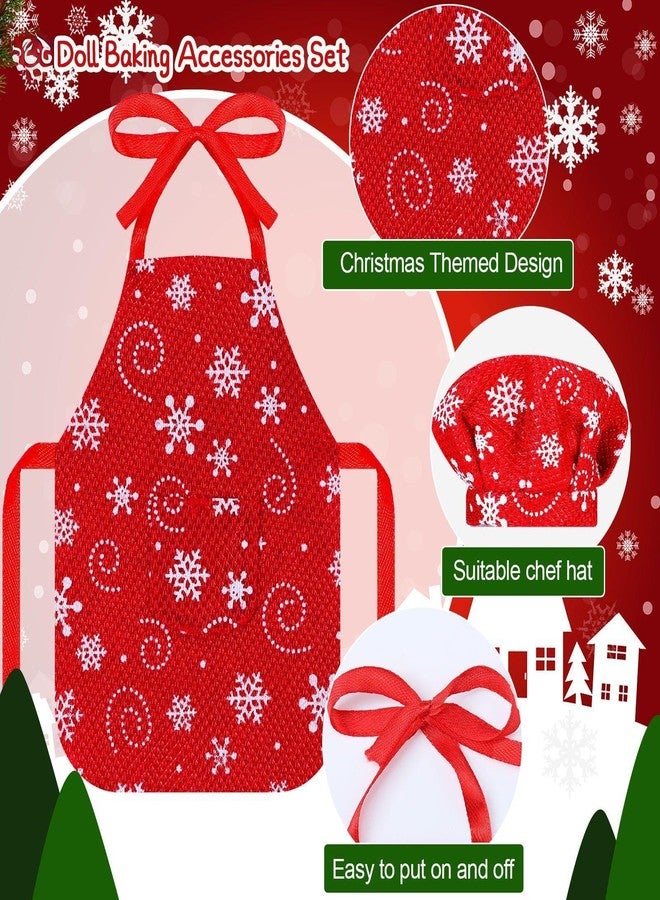 هونغداو مجموعة ملابس الخبازة للدمية الصغيرة من إكسسوارات الكريسماس تتضمن مريلة وقبعات ودبوسًا وبيضًا وصينية بسكويت ووعاء خلط لديكورات الكريسماس، الدمية غير متضمنة (بنمط ندفة الثلج) - Image 2