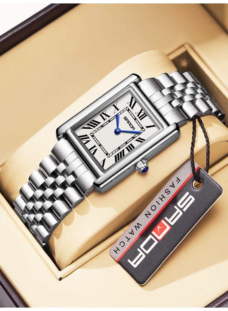 ساندا ساعة SANDA كوارتز للرجال مقاومة للماء وعصرية كاجوال للرجال ساعات كوارتز مقاومة للتآكل بحزام من الفولاذ المقاوم للصدأ وقرص مربع تصميم ساعة يد رجالية - Image 1