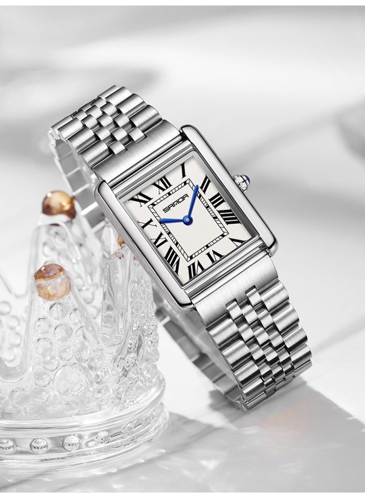 ساندا ساعة SANDA كوارتز للرجال مقاومة للماء وعصرية كاجوال للرجال ساعات كوارتز مقاومة للتآكل بحزام من الفولاذ المقاوم للصدأ وقرص مربع تصميم ساعة يد رجالية - Image 2