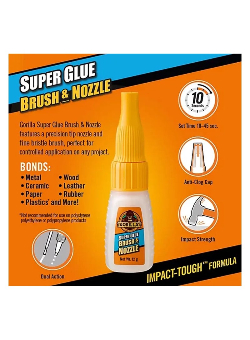 Gorilla غراء سوبر غوريلا مع فرشاة وفوهة 12غ - Image 3