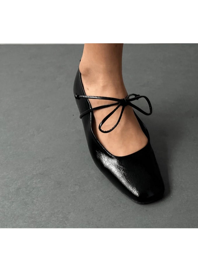 Katee - BAILATIRA SCRUNCHED BLACK FLATS - Image 1