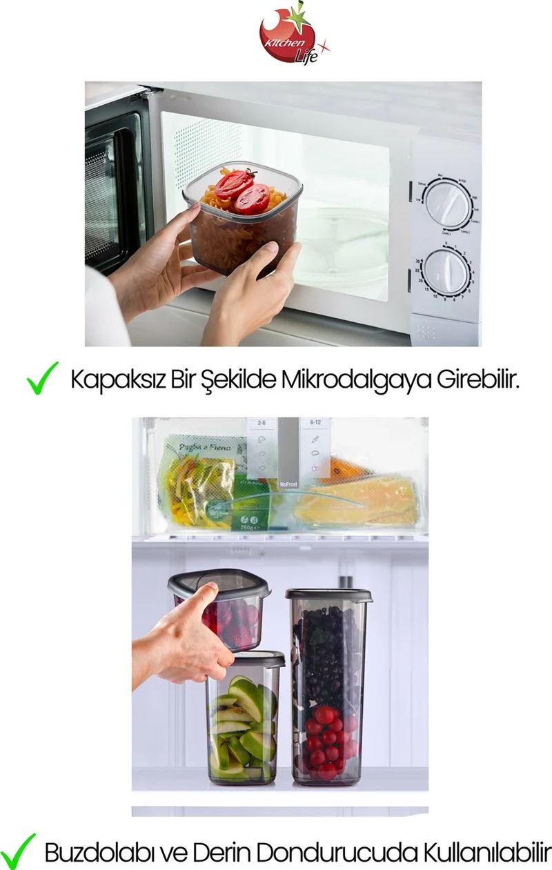 Kitchen Life 30-Piece Labeled Square Food Storage Container and Spice Rack Set with Spoon - (1750ML + 1200ML + 450 Ml)