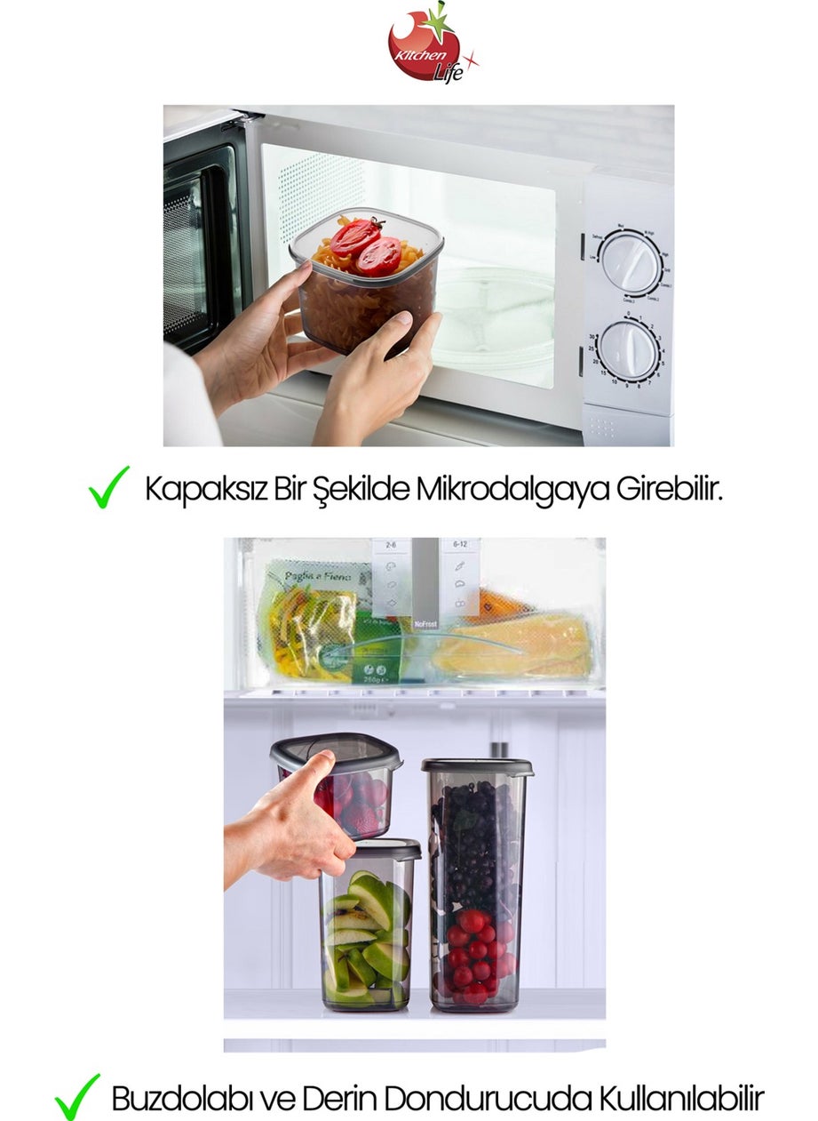 Kitchen Life - مجموعة حاويات تخزين طعام مربعة مُعَلَّمة مكونة من 30 قطعة ورف توابل مع ملعقة - (1750 مل + 1200 مل + 450 مل) - Image 1