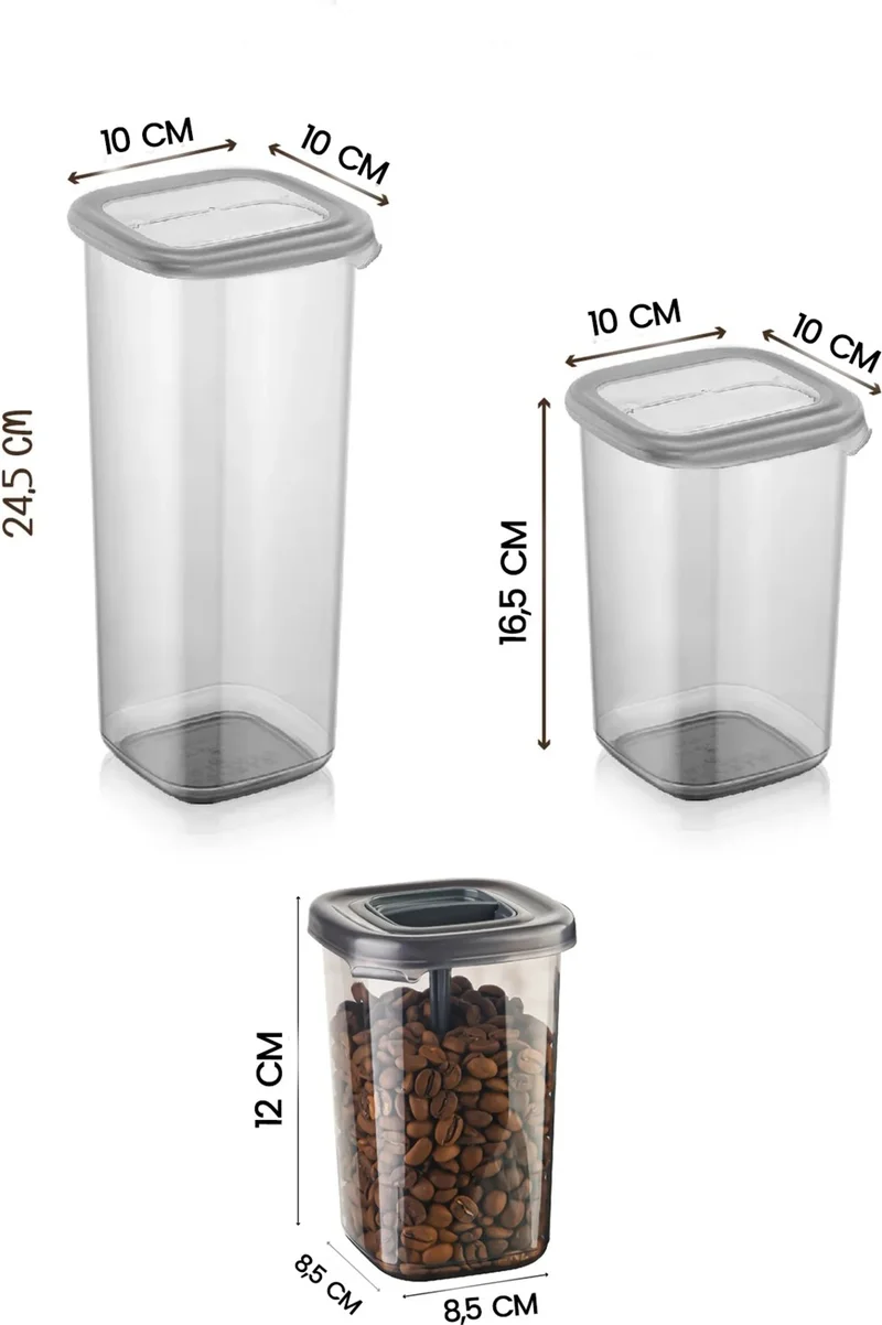Kitchen Life 30-Piece Labeled Square Food Storage Container and Spice Rack Set with Spoon - (1750ML + 1200ML + 450 Ml)